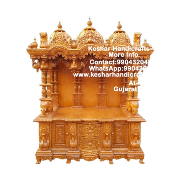 Teak Wood Pooja Mandir Design For Home